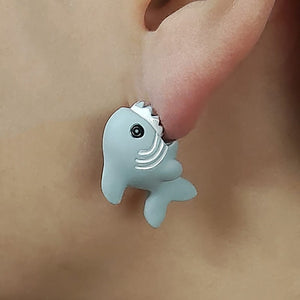 GeckoCustom Soft clay cute animal bite earrings studs - Fun Gift Idea Whale