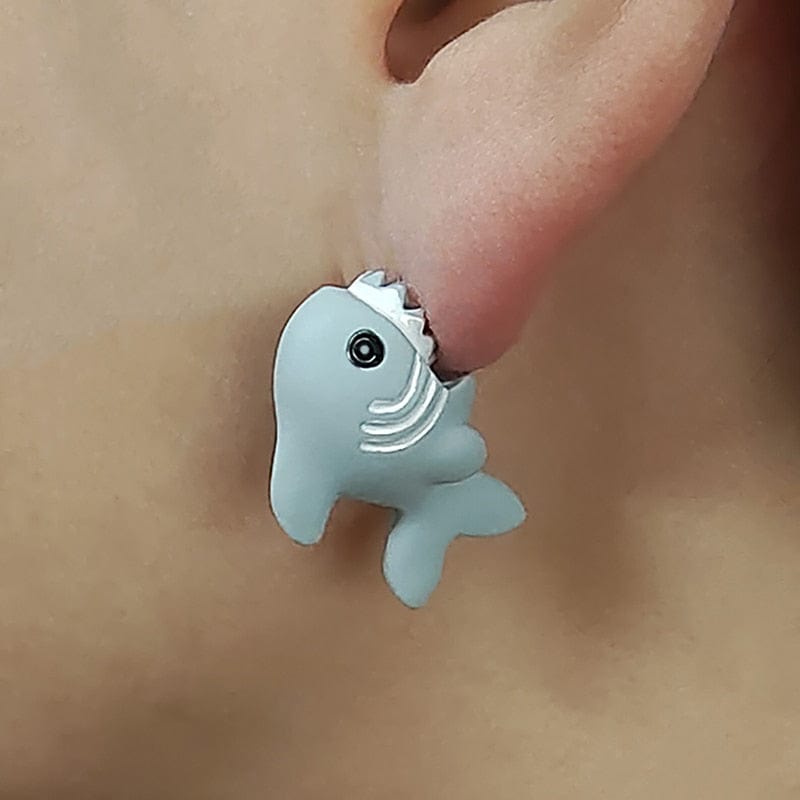 GeckoCustom Soft clay cute animal bite earrings studs - Fun Gift Idea Whale