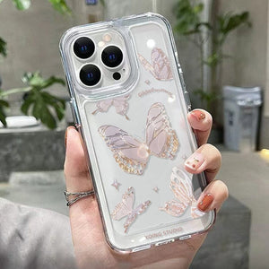 GeckoCustom Soft Clear Phone Case For iPhone 11 Case iPhone 13 14 Pro Max 12 13 Pro Max XR XS X 14 8 7 Plus SE 2022 Butterfly Flower Cover UB84 / For iPhone X XS