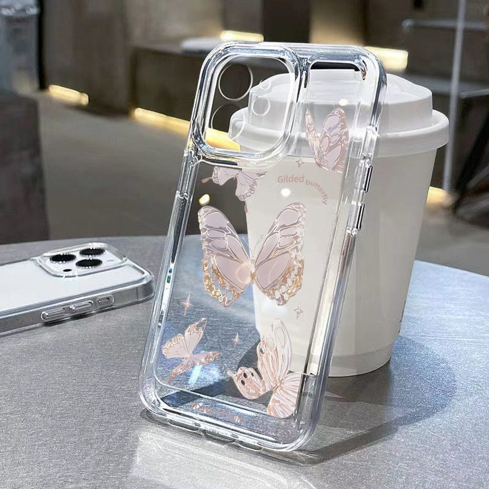 GeckoCustom Soft Clear Phone Case For iPhone 11 Case iPhone 13 14 Pro Max 12 13 Pro Max XR XS X 14 8 7 Plus SE 2022 Butterfly Flower Cover