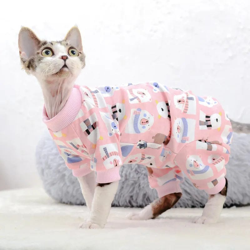 Sphynx Cat Clothes Cute Cotton Kitten Cat Jumpsuit Warm Cats Overalls ...