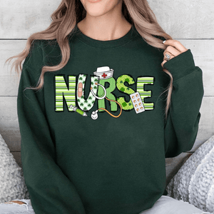 GeckoCustom St. Patrick's Day Nurse Lucky Irish Women Shirt HO82 893404 Sweatshirt (Favorite) / S Forest Green / S