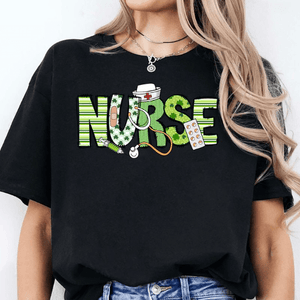 GeckoCustom St. Patrick's Day Nurse Lucky Irish Women Shirt HO82 893404 Basic Tee / Black / S