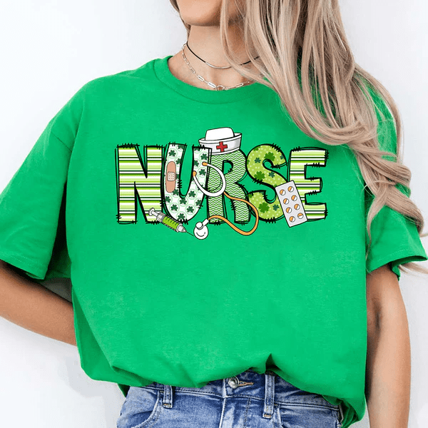 GeckoCustom St. Patrick's Day Nurse Lucky Irish Women Shirt HO82 893404 Basic Tee / Irish Green / S