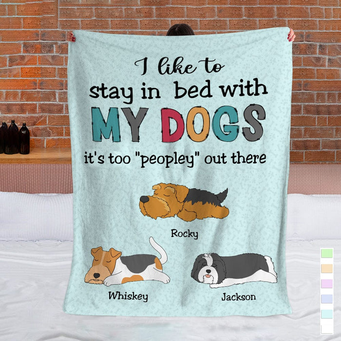 GeckoCustom Stay In Bed With My Dogs Pet Blanket Personalized Gift N304 890012