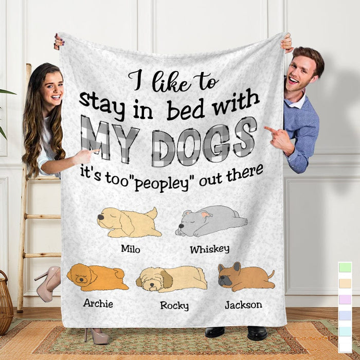 GeckoCustom Stay In Bed With My Dogs Pet Blanket Personalized Gift N304 890012