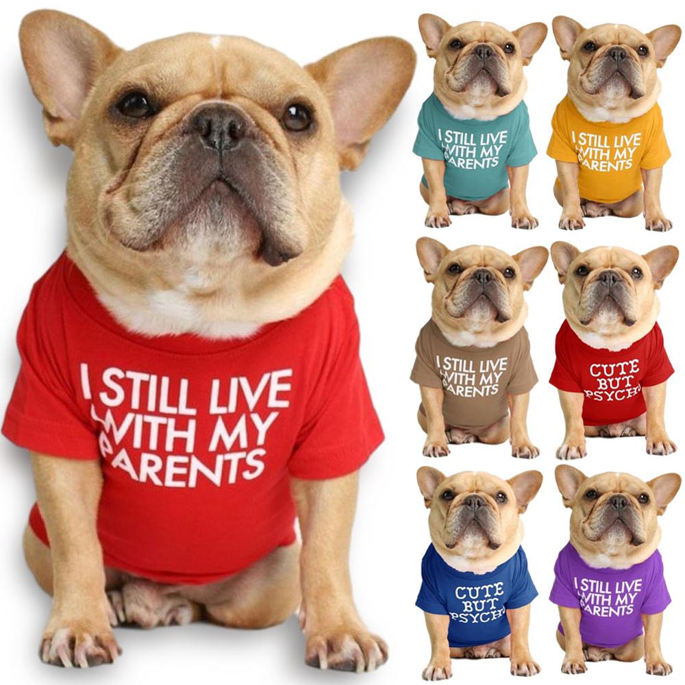 GeckoCustom Summer/Spring Dog Clothes Quality Breathable Pet Clothing Soft Letters Printed French Bulldog Clothes for Small Dogs T-shirt