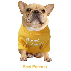 GeckoCustom Summer/Spring Dog Clothes Quality Breathable Pet Clothing Soft Letters Printed French Bulldog Clothes for Small Dogs T-shirt Yellow-C / S