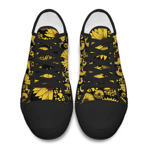 GeckoCustom Sunflower Black Sole Canvas Shoes Personalized Gift T368 889548