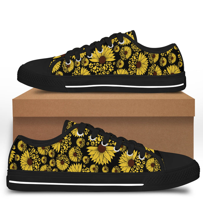 GeckoCustom Sunflower Black Sole Canvas Shoes Personalized Gift T368 889548