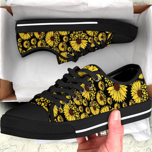 GeckoCustom Sunflower Black Sole Canvas Shoes Personalized Gift T368 889548