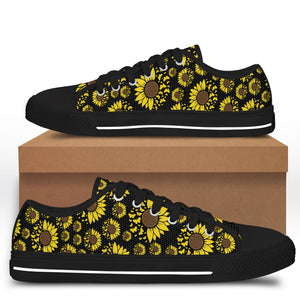 GeckoCustom Sunflower With Butterflies Black Sole Canvas Shoes Personalized Gift T368 889558