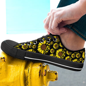 GeckoCustom Sunflower With Butterflies Black Sole Canvas Shoes Personalized Gift T368 889558