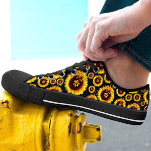 GeckoCustom Sunflower With Dog Paw Black Sole Canvas Shoes Personalized Gift T368 889550
