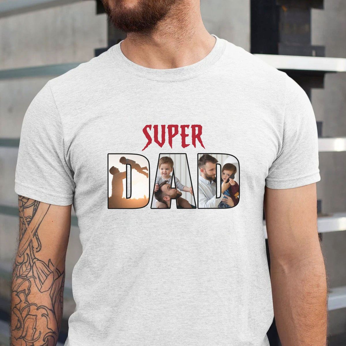 GeckoCustom Super Dad Personalized Custom Family Photo Shirt C312