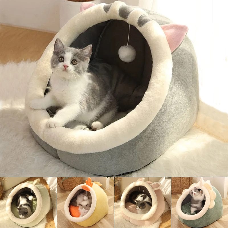 GeckoCustom Sweet Cat Bed Warm Pet Basket Cozy Kitten Lounger Cushion Cat House Tent Very Soft Small Dog Mat Bag For Washable Cave Cats Beds