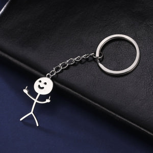 GeckoCustom Teamer Funny Fuxk You Middle Finger Stickman Keychain 2023 Cute Trend School Bag Car Key Pendant Couple New Trinket Gift Keyring