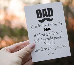 GeckoCustom Thanks for Being My DAD Card - Fathers Day Card from Son, Daughter, Kids, Birthday Card - Size 5X7 Inch Folded Card Include Envelope, Sticker - Blank inside - Funny, Unique & Romantic Card