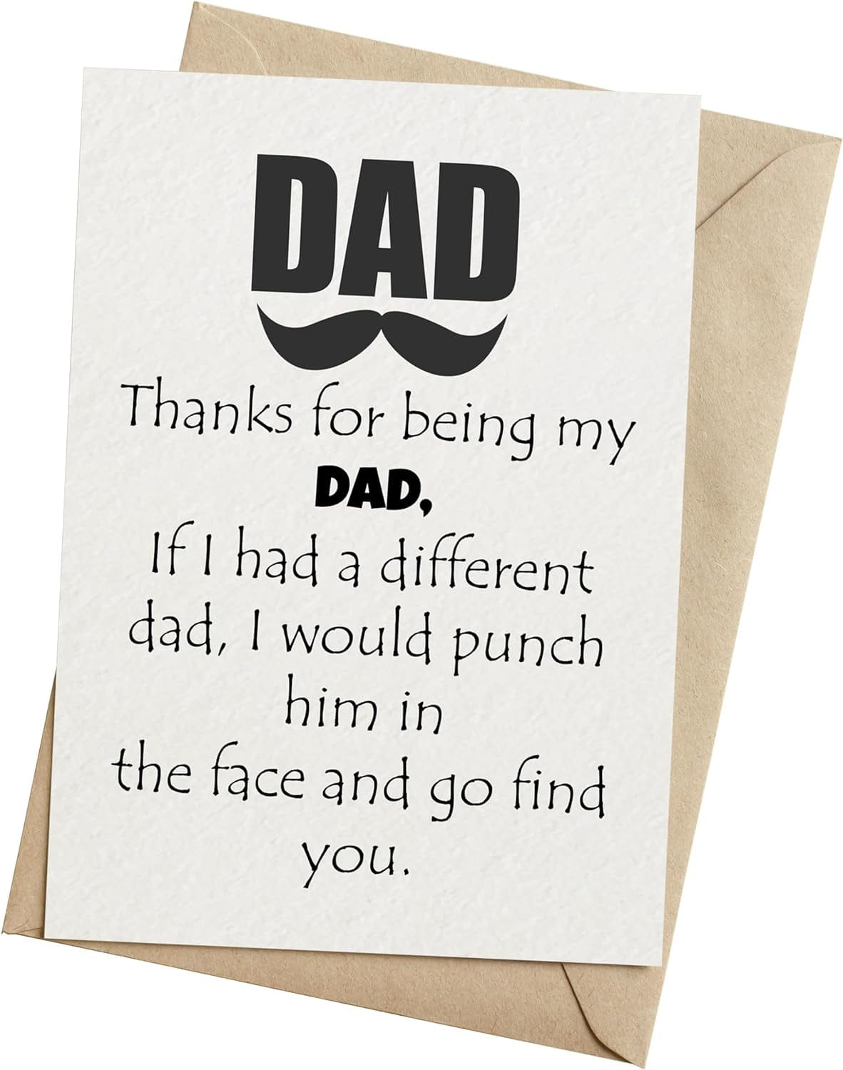 GeckoCustom Thanks for Being My DAD Card - Fathers Day Card from Son, Daughter, Kids, Birthday Card - Size 5X7 Inch Folded Card Include Envelope, Sticker - Blank inside - Funny, Unique & Romantic Card
