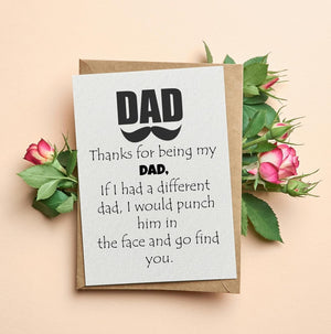 GeckoCustom Thanks for Being My DAD Card - Fathers Day Card from Son, Daughter, Kids, Birthday Card - Size 5X7 Inch Folded Card Include Envelope, Sticker - Blank inside - Funny, Unique & Romantic Card