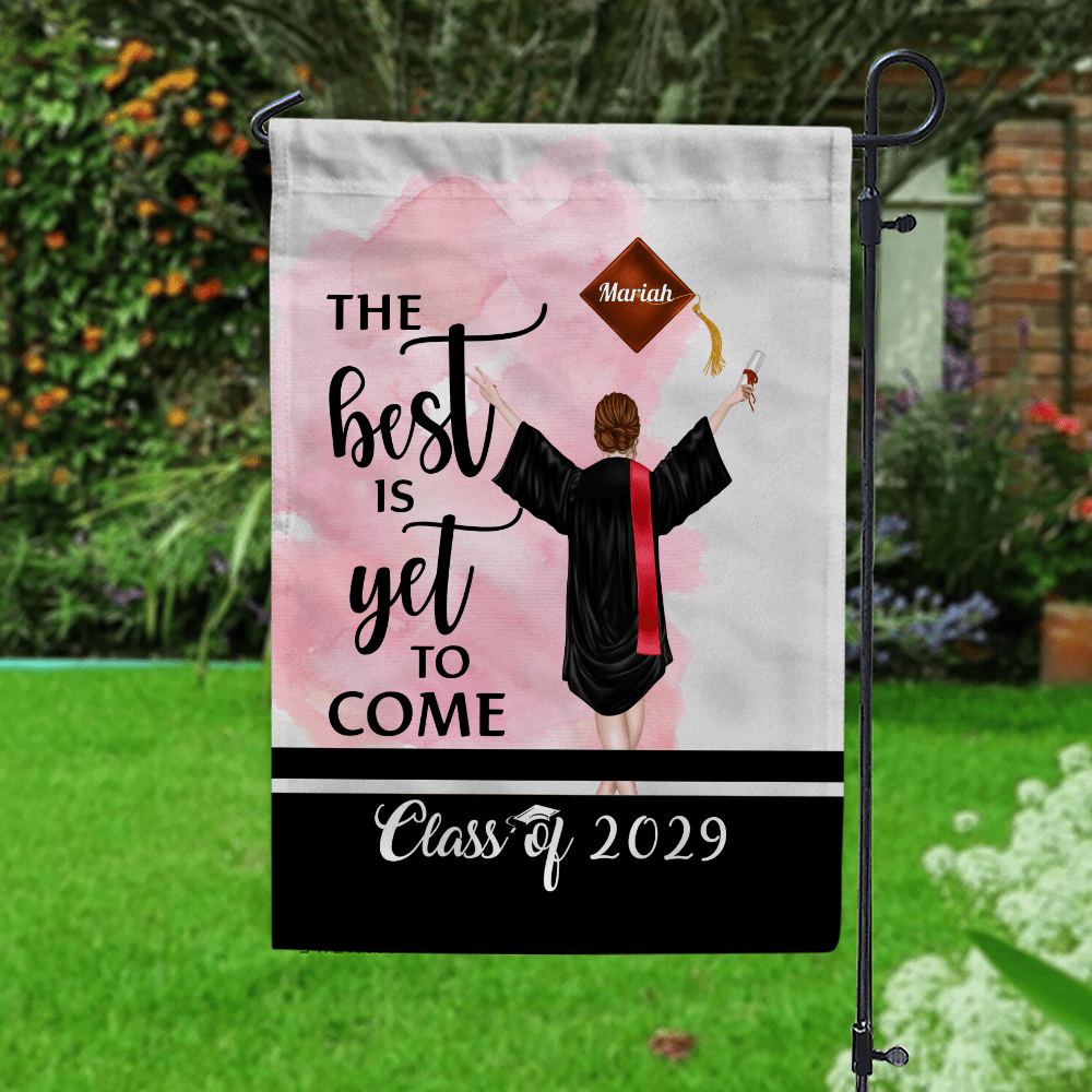 GeckoCustom The Best Is Yet To Come Garden Flag Class of - Girl Version, Senior Gift, Graduation Day HN590 HA75 891882