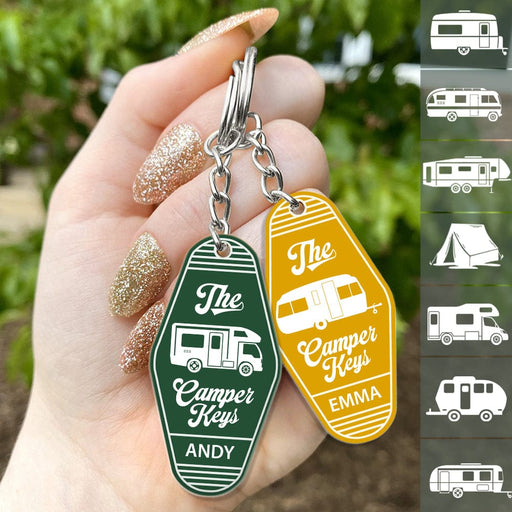 GeckoCustom The Camper Key Camping Acrylic Keychain Personalized Gift K228 889677