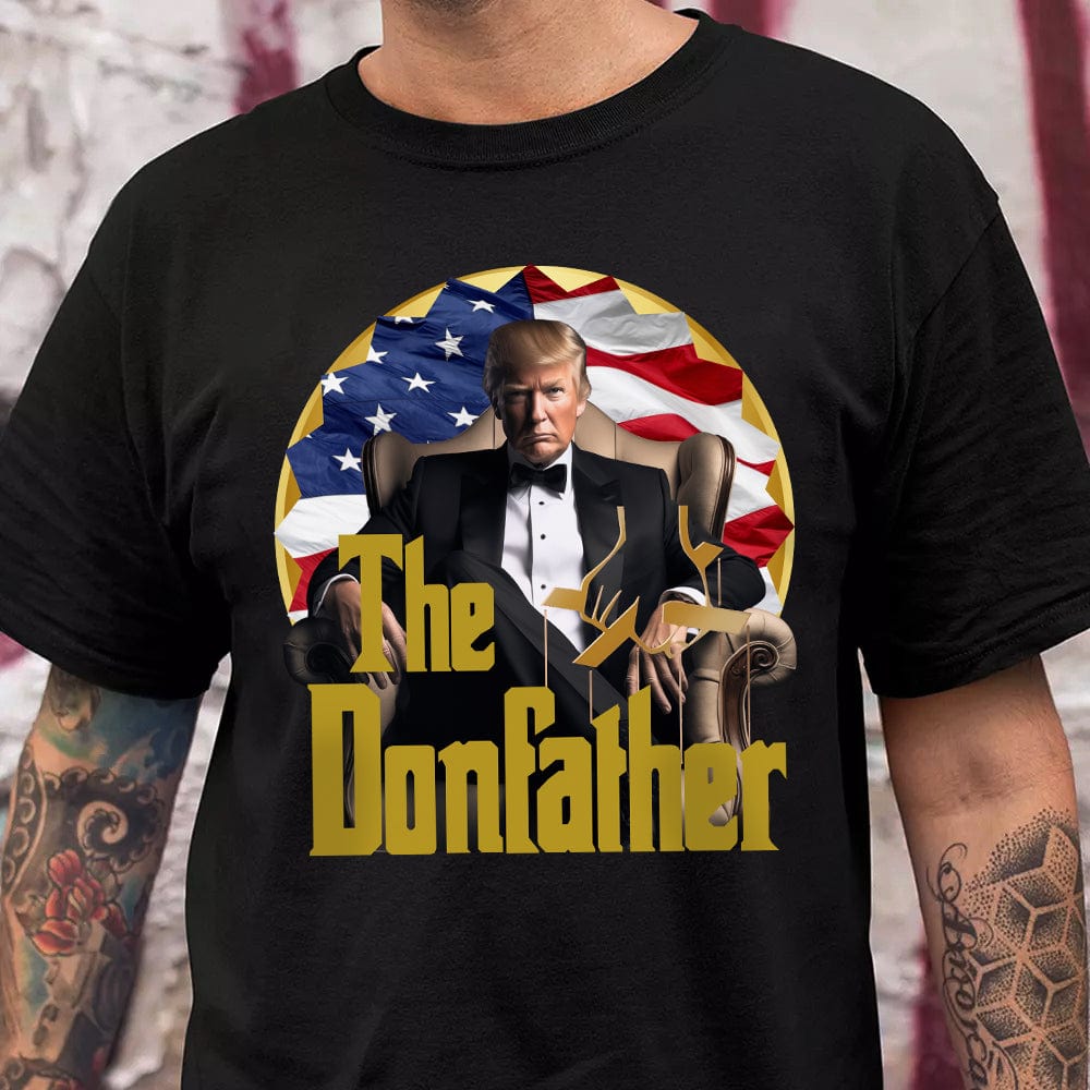 GeckoCustom The Donfather Trump With US Flag Dark Shirt HO82 891028