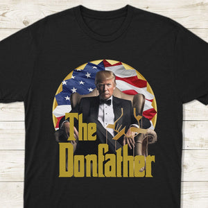 GeckoCustom The Donfather Trump With US Flag Dark Shirt HO82 891028 Women Tee / Dark Heather / S