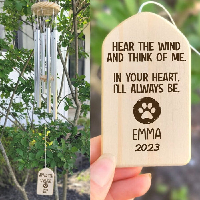 GeckoCustom Think Of Me Dog Cat Memorial Wind Chimes Personalized Gifts TA29 889829