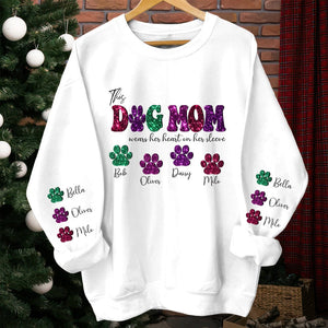 GeckoCustom This Dog Mom Wears Her Heart On Her Sleeve Sweatshirt Personalized Gift TA29 890128