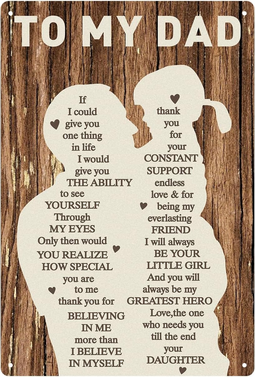 dad gear Personalized Father's Day Gifts,To My Dad Fathers Day Novelty Gifts for Dad from Daughter Wife,Dad Birthday Gifts 12X8Inch Print Wall Art Metal Plaque