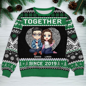 GeckoCustom Together Couple All-Over-Print Ugly Sweater Personalized Gift HO82 893074