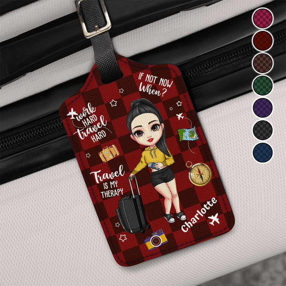 GeckoCustom Travel Is My Therapy For Travelers Luggage Tag Personalized Gift DA199 890260 Medium