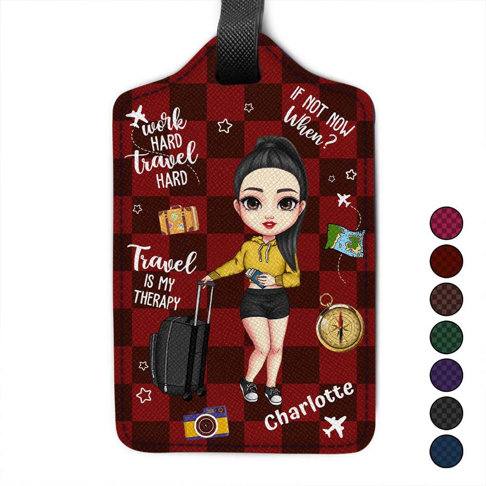 GeckoCustom Travel Is My Therapy For Travelers Luggage Tag Personalized Gift DA199 890260 Medium