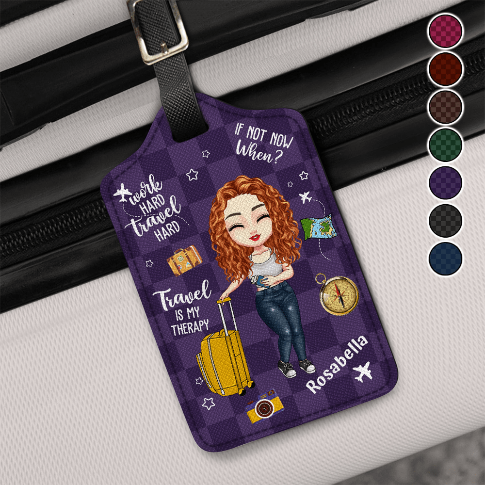 GeckoCustom Travel Is My Therapy For Travelers Luggage Tag Personalized Gift DA199 890260 Medium