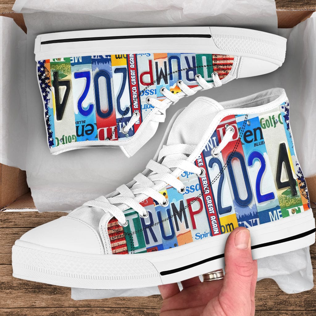 GeckoCustom Trump 2024 For 4th Of July High Top Shoes HO82 890972 White / For Man / 31