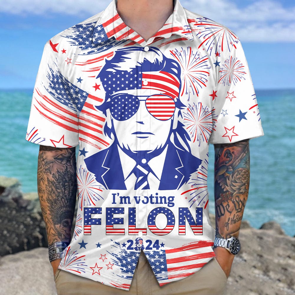 GeckoCustom Trump I'm Voting Felon 2024 Hawaiian Shirt DM01 891167