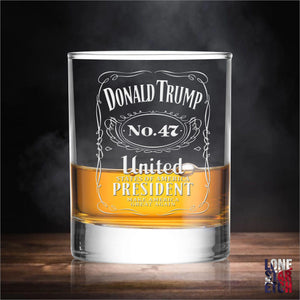 GeckoCustom Trump No. 47 / Trump 2024 Engraved Whiskey Glass / Bourbon Glass / Scotch Glass / Trump Merch / Christmas Gift