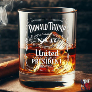 GeckoCustom Trump No. 47 / Trump 2024 Engraved Whiskey Glass / Bourbon Glass / Scotch Glass / Trump Merch / Christmas Gift