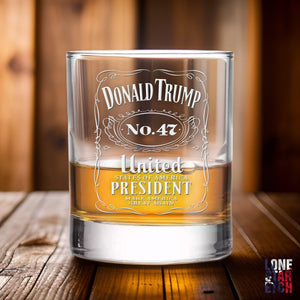 GeckoCustom Trump No. 47 / Trump 2024 Engraved Whiskey Glass / Bourbon Glass / Scotch Glass / Trump Merch / Christmas Gift