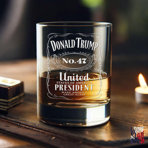 GeckoCustom Trump No. 47 / Trump 2024 Engraved Whiskey Glass / Bourbon Glass / Scotch Glass / Trump Merch / Christmas Gift