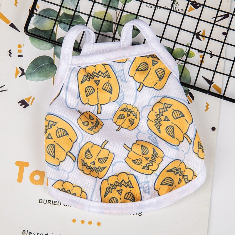 GeckoCustom Ultra Thin Dog Cooling Vest Breathable Mesh Cloth Pet Clothes for Small Dogs Cute Fruit Print Summer Puppy Cat Cheap T-shirt Pumpkin / XS