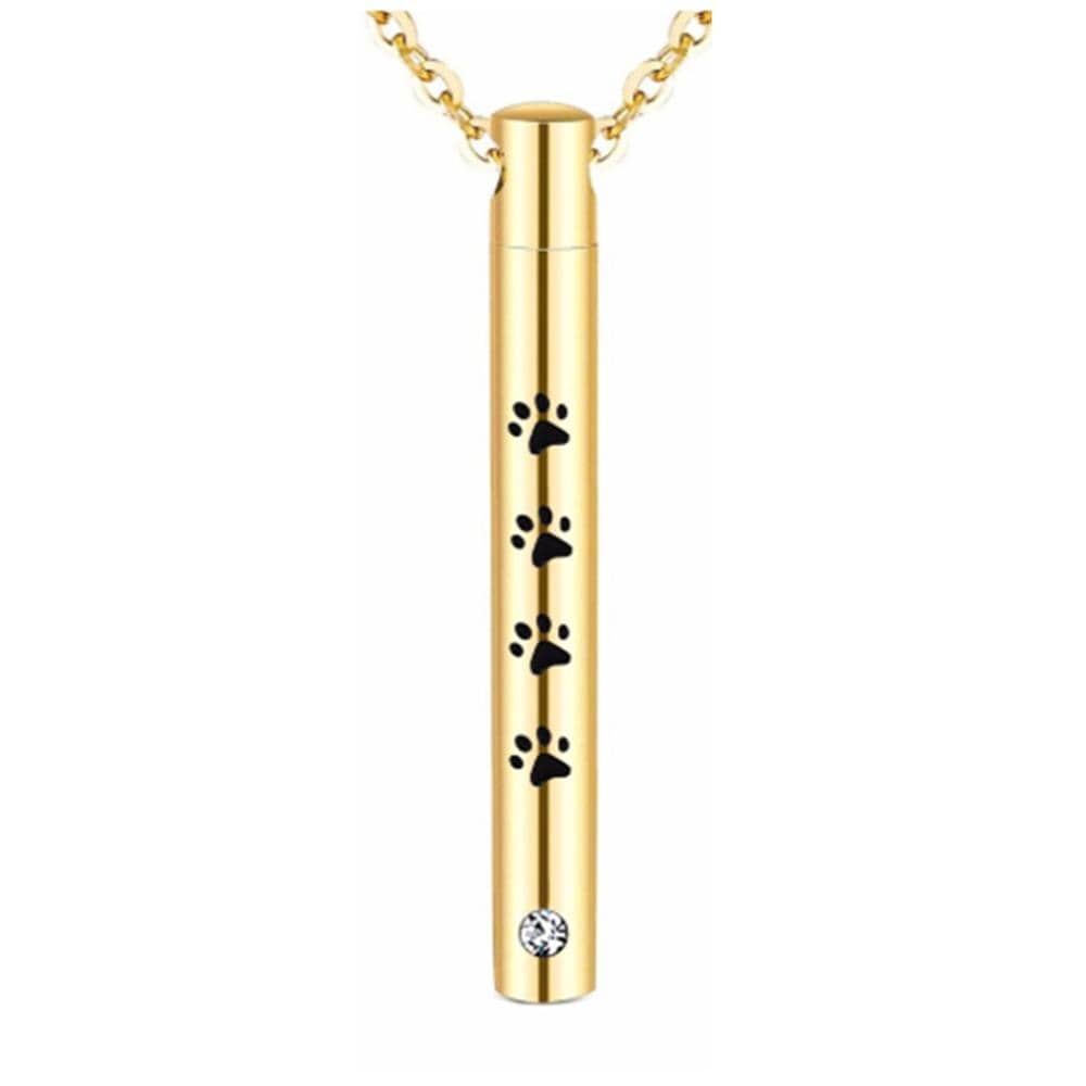 GeckoCustom Unisex Stainless Steel Pet,Dog/Cat Jewelry Paw Print Cremation Jewelry Ashes Holder Pet Memorial Urn Necklace For Memory 10 / Non-Engraving