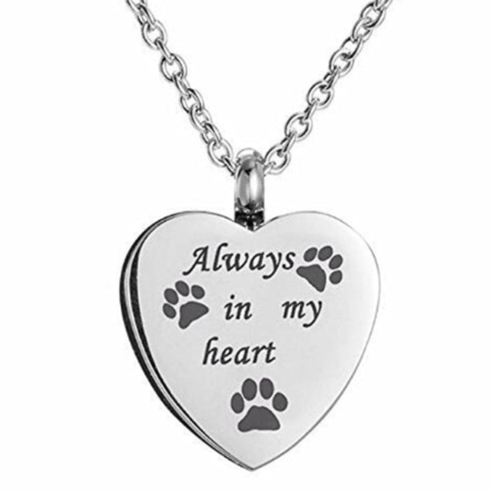 GeckoCustom Unisex Stainless Steel Pet,Dog/Cat Jewelry Paw Print Cremation Jewelry Ashes Holder Pet Memorial Urn Necklace For Memory 11 / Non-Engraving