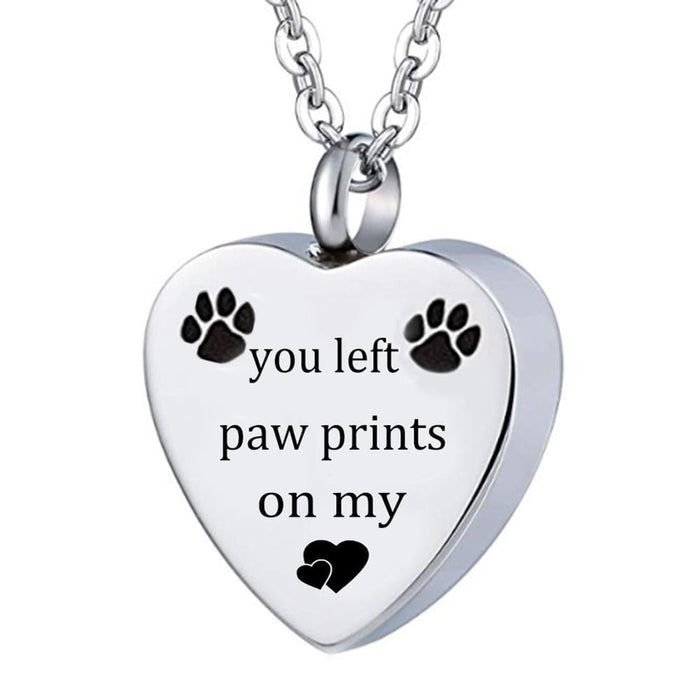 GeckoCustom Unisex Stainless Steel Pet,Dog/Cat Jewelry Paw Print Cremation Jewelry Ashes Holder Pet Memorial Urn Necklace For Memory 5 / Non-Engraving