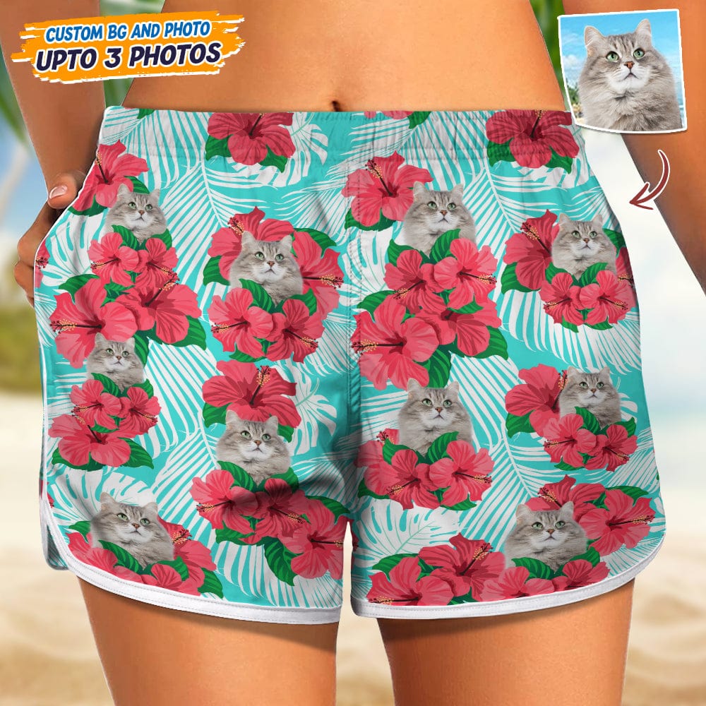 GeckoCustom Upload Cat Photo With Pattern Women's Beach Short T368 HN590