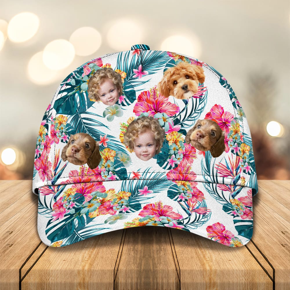 GeckoCustom Upload Dog Cat Family Photo With Pattern Classic Cap DM01 891121 Polyester
