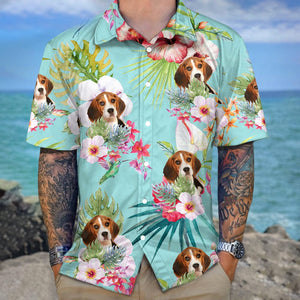 GeckoCustom Upload Dog Cat Photo With White Hibiscus Flower Hawaiian Shirt T368 889462