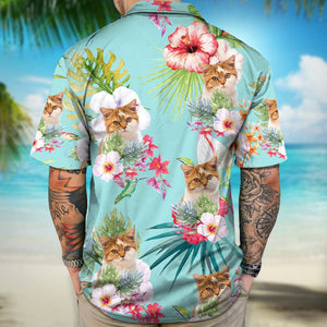 GeckoCustom Upload Dog Cat Photo With White Hibiscus Flower Hawaiian Shirt T368 889462