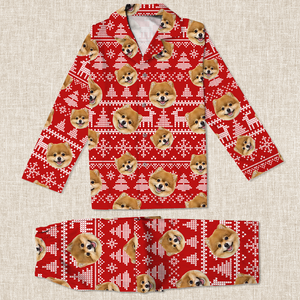 GeckoCustom Upload Dog Photo Christmas Matching Collared Pajamas N304 889868 For Kid / Combo Shirt And Pants (Favorite) / 3XS